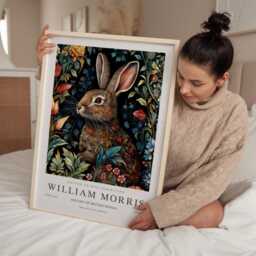 William Morris Print, Art, Exhibition Poster, Woodland Nursery Decor, Bunny Gifts, Rabbit Nature Wall Prints - thumbnail 2
