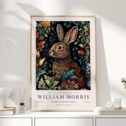 William Morris Print, Art, Exhibition Poster, Woodland Nursery Decor, Bunny Gifts, Rabbit Nature Wall Prints - thumbnail 1