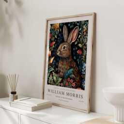 William Morris Print, Art, Exhibition Poster, Woodland Nursery Decor, Bunny Gifts, Rabbit Nature Wall Prints - thumbnail 3
