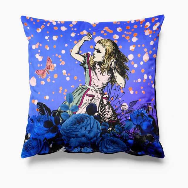 Alice in Wonderland Cushion Velvet Purple Blue 45cm X Cushions Pillows Limited Edition - image 1