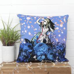 Alice in Wonderland Cushion Velvet Purple Blue 45cm X Cushions Pillows Limited Edition - thumbnail 3