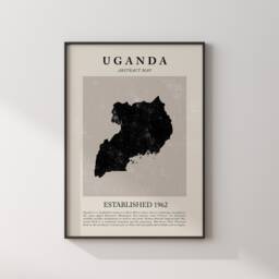 Abstract Uganda Map Vintage Wall Art Print Picasso + Matisse Inspired Travel Poster - thumbnail 2