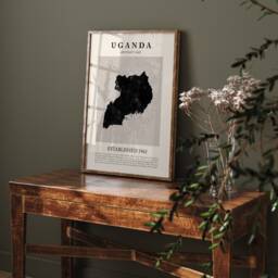 Abstract Uganda Map Vintage Wall Art Print Picasso + Matisse Inspired Travel Poster - thumbnail 1