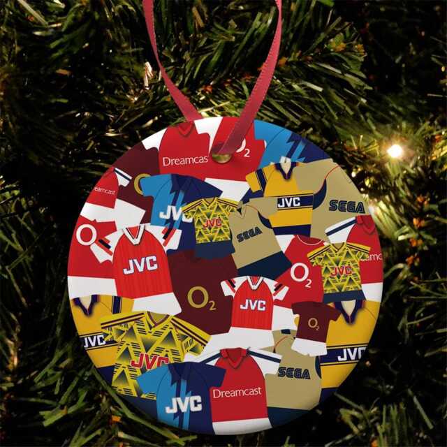 Arsenal Kit Mash Retro Shirt Christmas Tree Decoration Bauble Flat Ceramic Great Gift Football Gifts Printed in The UK