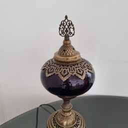 Free Uk/Eu Led Bulb, Turkish Moroccan Style Crackle Red/ Purple/ Aubergine Glass Desk Table Lamp, Statement Light Christmas Gift - thumbnail 4