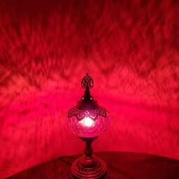 Free Uk/Eu Led Bulb, Turkish Moroccan Style Crackle Red/ Purple/ Aubergine Glass Desk Table Lamp, Statement Light Christmas Gift - thumbnail 3