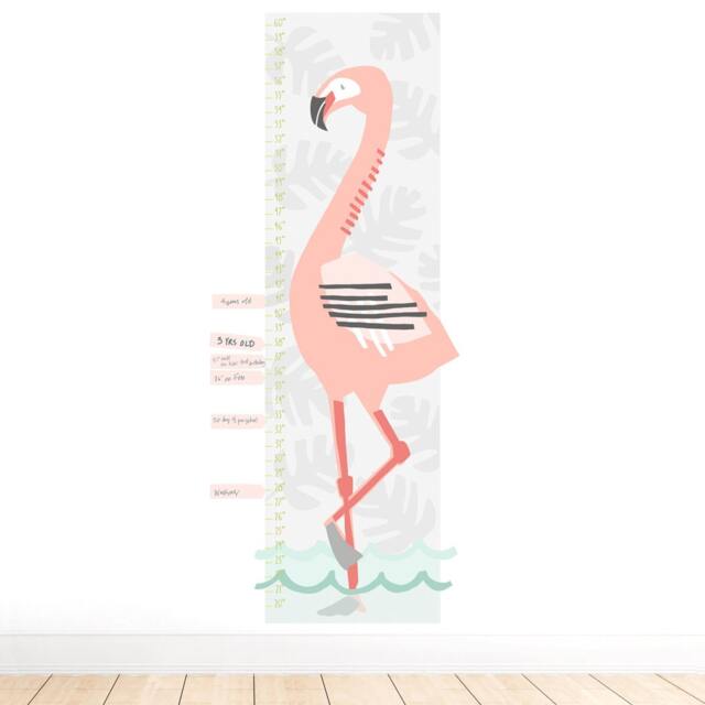 Flamingo Growth Chart - Fabric Wall Decal Tropical Mej - image 1