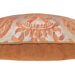 Fortuny Fabric Throw Pillow Cover Burnt Apricot & Silvery Gold Barberini Pattern - Made in Italy - thumbnail 3