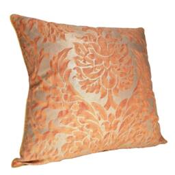 Fortuny Fabric Throw Pillow Cover Burnt Apricot & Silvery Gold Barberini Pattern - Made in Italy - thumbnail 2