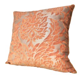 Fortuny Fabric Throw Pillow Cover Burnt Apricot & Silvery Gold Barberini Pattern - Made in Italy - thumbnail 4