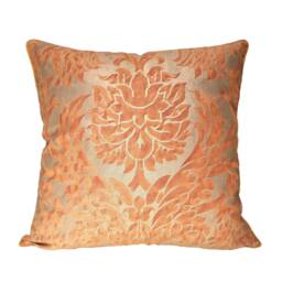 Fortuny Fabric Throw Pillow Cover Burnt Apricot & Silvery Gold Barberini Pattern - Made in Italy