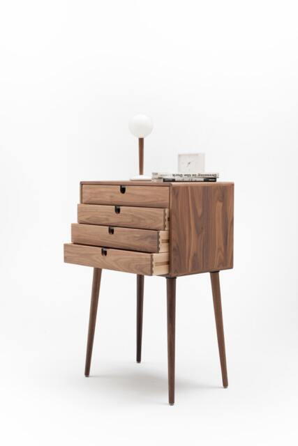 Mid Century Chest Of Drawers, Cabinet With 4 Drawer in Solid Walnut - image 1