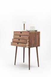 Mid Century Chest Of Drawers, Cabinet With 4 Drawer in Solid Walnut