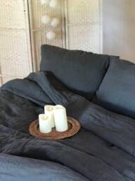 Linen Duvet Cover & Two Pillowcases, Grey Linen Bedding Set, Dark Grey Duvet Cover Queen, King, Twin Custom Set Pillowcases - thumbnail 1