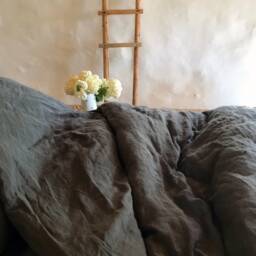 Linen Duvet Cover & Two Pillowcases, Grey Linen Bedding Set, Dark Grey Duvet Cover Queen, King, Twin Custom Set Pillowcases - thumbnail 3