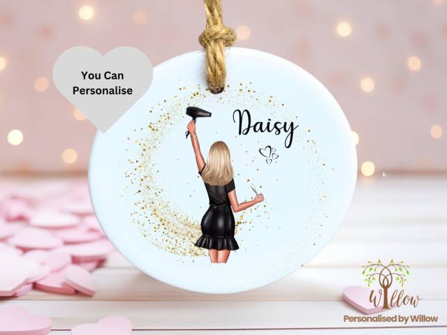 Personalized Hairdresser Ceramic Ornament Salon Decor, Thank You Gift - image 1