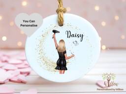 Personalized Hairdresser Ceramic Ornament Salon Decor, Thank You Gift - thumbnail 1