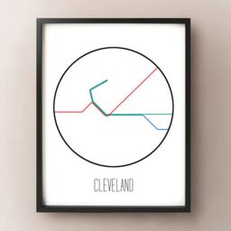 Cleveland, Ohio - Minimalist Metro Subway Art Print Red Line - thumbnail 2