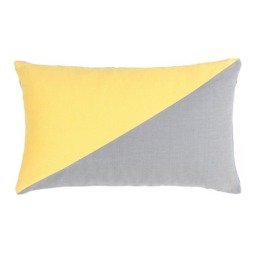 Citron Yellow Gray Decorative Cushion, Lumbar Oblong Rectangular, Throw Pillow Cover - thumbnail 2