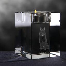 Schipperke - Crystal Candlestick With Dog, Souvenir, Decoration, Limited Edition, Collection - thumbnail 2