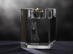 Schipperke - Crystal Candlestick With Dog, Souvenir, Decoration, Limited Edition, Collection - thumbnail 1