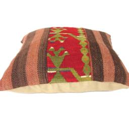 Handwoven Red Wool Kilim Pillow Cover - thumbnail 2