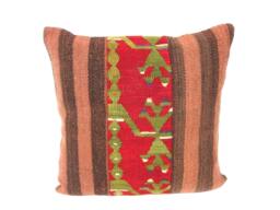 Handwoven Red Wool Kilim Pillow Cover - thumbnail 1