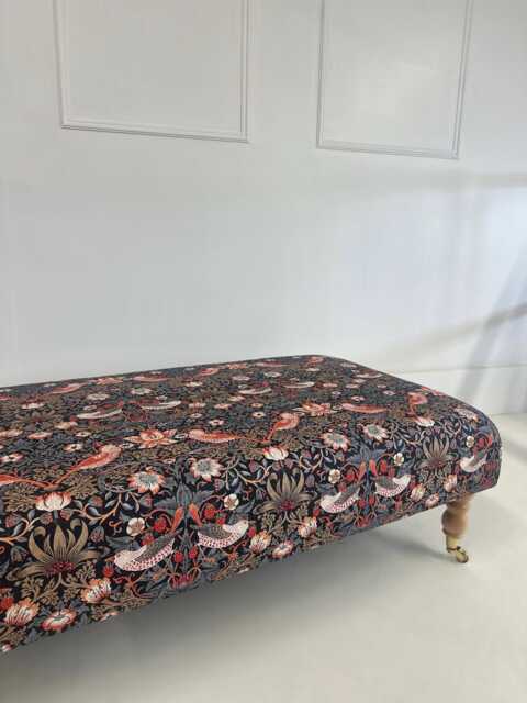 Coffee Table Footstool in Morris & Co Strawberry Thief Old Fashioned - image 1