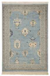 Hand Knotted Wool Rug, Traditional/Vintage-Inspired Rug, Dusty Blue Crem Ivory Moifs Home Decor