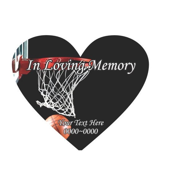 Basketball in Loving Memory Full Color Heart 011 Custom Vinyl Wall Decal Or Car Sticker - Ilmfullcolorheart011Et