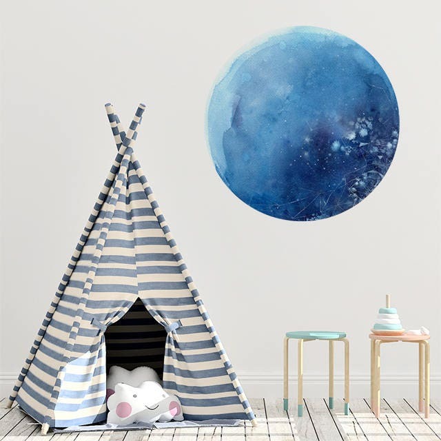 Blue Moon Wall Decal - Art Decor. Sticker Nursery Moon. Self Adhesive Vinyl. Sticker. Decor - image 1
