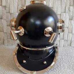Black Polished Diving Helmet Scuba Divers Figuirines - thumbnail 2