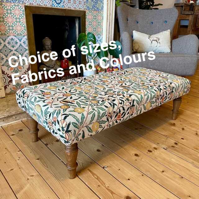 Handmade Cotswolds Footstool Coffee Table Ottoman William Morris Upholstered Furniture - image 1