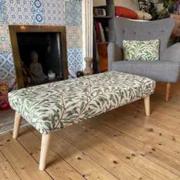 Handmade Cotswolds Footstool Coffee Table Ottoman William Morris Upholstered Furniture - thumbnail 3