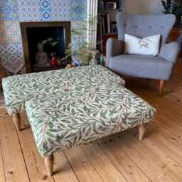 Handmade Cotswolds Footstool Coffee Table Ottoman William Morris Upholstered Furniture - thumbnail 2