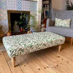Handmade Cotswolds Footstool Coffee Table Ottoman William Morris Upholstered Furniture - thumbnail 4