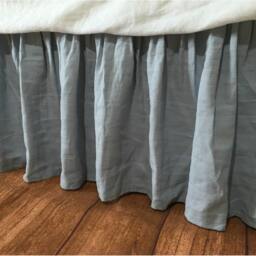 Duck Egg Blue Linen Bedskirt, Dust Ruffles, Bed Skirts, Shabby Chic Bedding, Romantic Country, Queen King Bedskirt - thumbnail 3