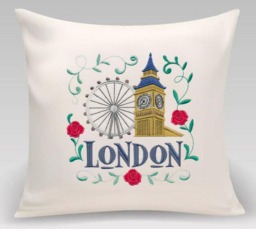 London Pillow - Custom Embroidery - thumbnail 1