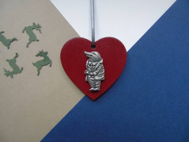 Mole Heart Decoration - Wind in The Willows Ornament Moley Christmas Book Lover Gift Classic Children's Story - image 1