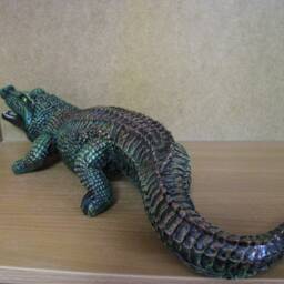Alligator Sculpture Crocodile Figurine African Animal Statue Reptile Memorial Outdoor Wildlife Garden Flowerbed Decor Back Yard Keepsake - thumbnail 3