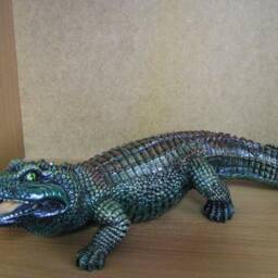 Alligator Sculpture Crocodile Figurine African Animal Statue Reptile Memorial Outdoor Wildlife Garden Flowerbed Decor Back Yard Keepsake - thumbnail 2