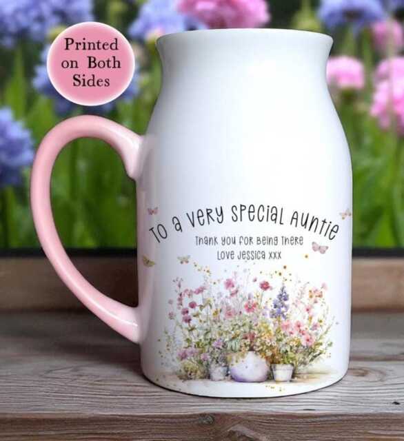 "Personalised Ceramic Jug Vase - ""To A Very Special Auntie" - image 1