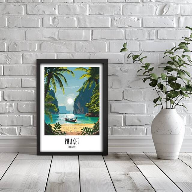 Thailand Travel Print - Phuket Digital Art Gloss Photo Print, Framed Or PVC Board