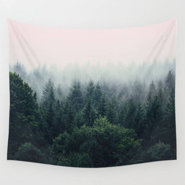 Pine Forest Wall Tapestry, Wall Decor, Dorm Tapestry, Forest Tapestry, Nature Wall Hanging, Misty Forest, Nature Tapestry - image 1