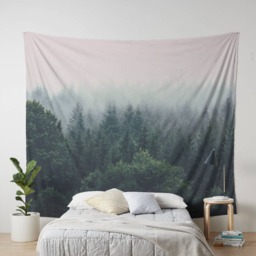 Pine Forest Wall Tapestry, Wall Decor, Dorm Tapestry, Forest Tapestry, Nature Wall Hanging, Misty Forest, Nature Tapestry - thumbnail 2