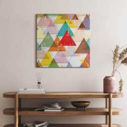 Triangles Geometric Pattern Canvas, Picture Wall Hanging, Multicolor Art, Abstraction Canvas Painting - thumbnail 1