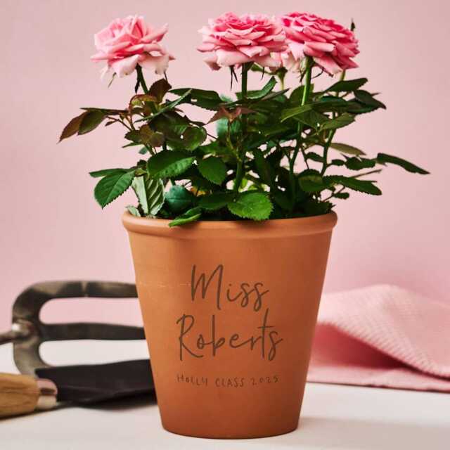 Personalized Teacher Gift - Engraved Terracotta Plant Pot - image 1
