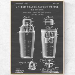 Drink Shaker Mixer 1913 Patent Print. Cocktail Inventions Blueprint Poster. Bartender Gift, Bar Wall Art, Restaurant Pub Vintage Decor - thumbnail 2