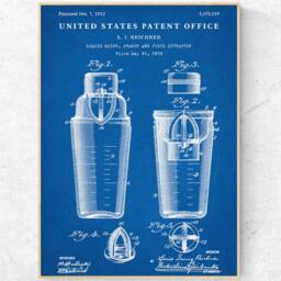 Drink Shaker Mixer 1913 Patent Print. Cocktail Inventions Blueprint Poster. Bartender Gift, Bar Wall Art, Restaurant Pub Vintage Decor - thumbnail 3