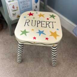 Personalised Hand-Painted Wooden Children's Stool - Nursery Decor
